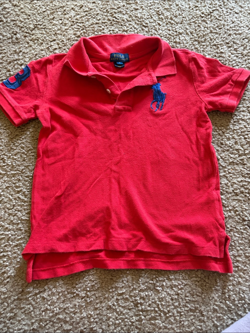 B62 5T Polo by Ralph Lauren Boys' Red Polo with Navy Logo